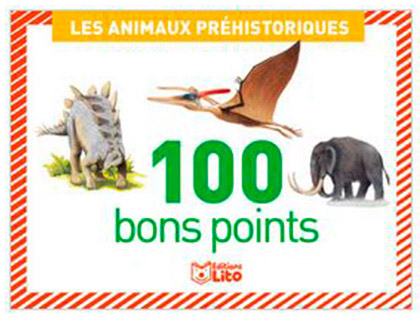 Papeterie Scolaire : Bon point éditions lito animaux préhistoriques texte pédagogique au verso 61x82mm boîte de 100