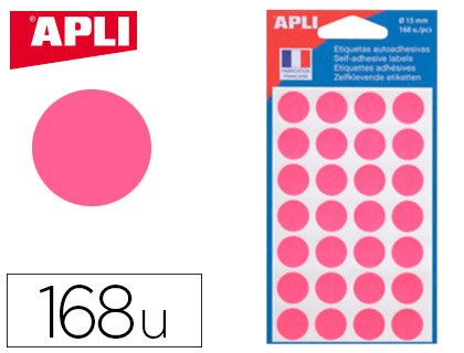 Fourniture de bureau : Pastille adhésive apli agipa diamètre 15mm permanente coloris rose pochette de 168 
