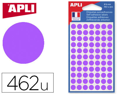 Fourniture de bureau : Pastille adhésive apli agipa diamètre 8mm permanente coloris violet pochette de 462 