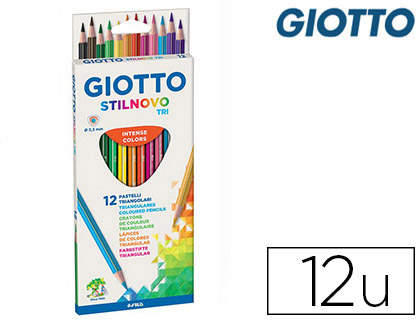Fournitures de bureau : Crayon couleur giotto stilnovo tri forme triangulaire 7mm mine 33mm coloris assortis étui de 12
