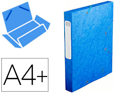 Boîte de classement Exacompta Cartobox carte lustrée A4+ 24x32cm dos 40mm coloris bleu