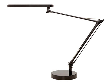 Fourniture de bureau : Lampe unilux mamboled led diffuseur répartition lumière double bras articulé tête orientable coloris noir