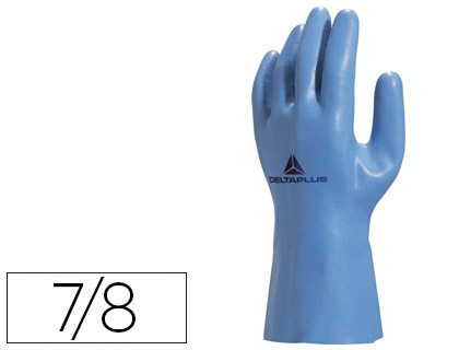Fourniture de bureau : Gant latex deltaplus support coton jersey longueur 30cm épaisseur 125mm coloris bleu taille 7/8 
