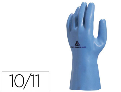 Fourniture de bureau : Gant latex deltaplus support coton jersey longueur 30cm épaisseur 125mm coloris bleu taille 10/11 