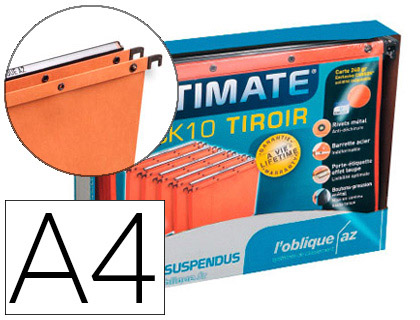 Dossier suspendu tiroir L'oblique AZO Ultimate kraft 240g/m² fond 15/30mm coloris orange - Boite de 10