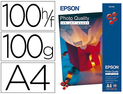 Fournitures de bureau : Papier photo epson jet d'encre mat quality mat a4 100g/m2 paquet 100 feuilles