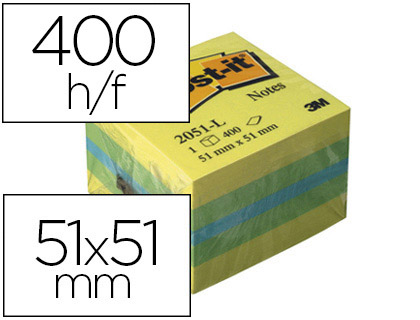 Fournitures de bureau : Bloc-notes post-it minis 51x51mm 400f repositionnables coloris rêve