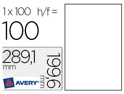 Fourniture de bureau : Étiquette adhésive avery L7167-100 laser opaque très blanche 1996x2891mm boîte de 100