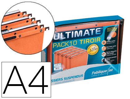 Dossier suspendu tiroir L'oblique AZO Ultimate kraft 240g/m² fond V coloris orange - Boite de 10