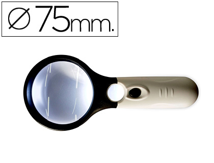 Fourniture de bureau : Loupe électrique q-connect lentille verre ronde 75mm diamètre monture abs grossissement par 3 3 ampoules led