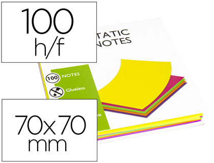 Fourniture de bureau : Bloc notes q-connect quick notes 70x70mm 100f magnetiques repositionables coloris neon