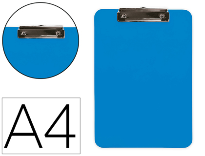 Fourniture de bureau : Porte-bloc q-connect plastique rigide epaisseur 2,5mm a4 210x297mm pince metallique coloris bleu ciel