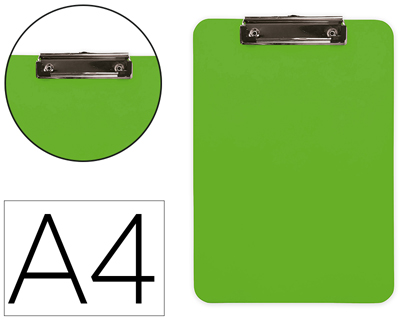 Fourniture de bureau : Porte-bloc q-connect plastique rigide epaisseur 2,5mm a4 210x297mm pince metallique coloris vert
