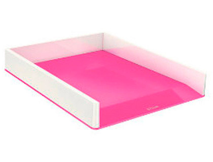 Fourniture de bureau : Corbeille à courrier leitz wowdual polystyrène superposable coloris rose