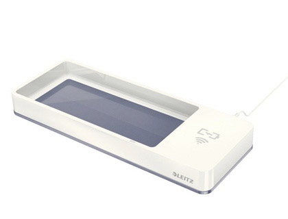 Papeterie Scolaire : Plumier leitz wow dual 105x32x271mm avec chargeur induction pour recharge smartphone coloris blanc