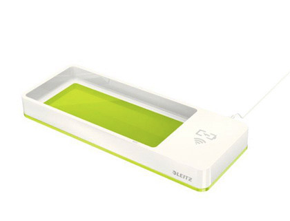 Papeterie Scolaire : Plumier leitz wow dual 105x32x271mm avec chargeur induction pour recharge smartphone coloris vert