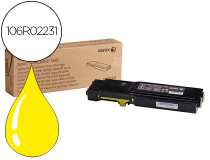 Fourniture de bureau : Toner laser xerox 106r02231 pour phaser 6600 workcentre 6605 couleur jaune 6000p