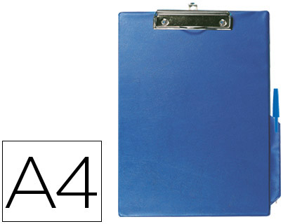 Fournitures de bureau : Porte-bloc q-connect carton recouvert pvc épaisseur 3mm porte-stylo 220x310mm coloris bleu