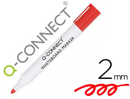 Fournitures de bureau : Marqueur q-connect tableau blanc pointe ogive tracé 3mm corps plastique encre base alcool rouge