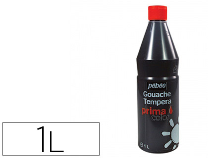 Fourniture de bureau : Gouache pébéo primacolor liquide inodore onctueuse application facile coloris noir flacon 1000ml