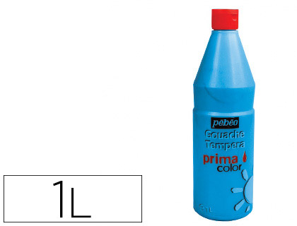 Fourniture de bureau : Gouache pébéo primacolor liquide inodore onctueuse application facile coloris bleu flacon 1000ml