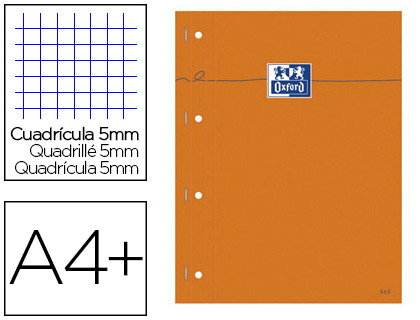 Fournitures de bureau : Bloc bureau oxford a4+ 210x320mm papier vélin surfin perforé détachable couverture enveloppante 80f 80g orange