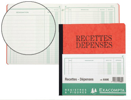 Fournitures de bureau : Registre exacompta piqué 190x210mm 80 pages recettes dépenses