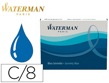 Fournitures de bureau : Cartouche waterman longue standard encre bleue effaçable étui de 8 