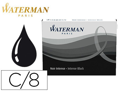 Fournitures de bureau : Cartouche waterman longue standard encre noire étui de 8 