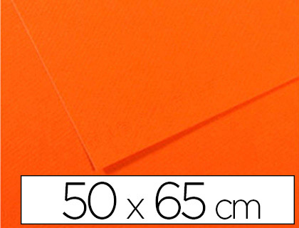 Fourniture de bureau : Papier dessin canson feuille mi-teintes nº453 grain gélatiné haute teneur coton 160g 50x65cm unicolore orange