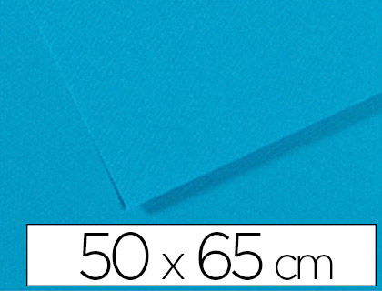 Fourniture de bureau : Papier dessin canson feuille mi-teintes nº595 grain gélatiné haute teneur coton 160g 50x65cm unicolore bleu turquoise