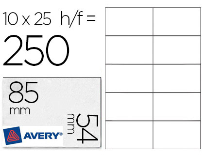Avery - Papier pour 250 cartes de visite 85x54mm - Impression laser et jet d'encre - 220g/m²