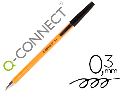 Q-Connect - Stylo à Bille - Pointe Fine 0.3mm - Noir