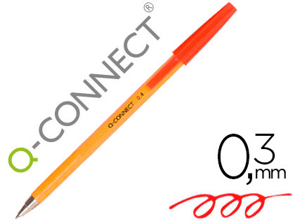 Q-Connect - Stylo à Bille - Pointe Fine 0.3mm - Rouge