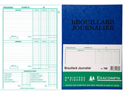 Fournitures de bureau : Registre comptable piqué exacompta brouillard journalier 270x195mm vertical 40 pages