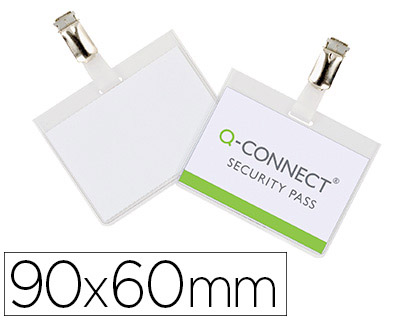 Fournitures de bureau : Badge q-connect pvc clip bristol blanc idéal conférences réunions réceptions 90x60mm