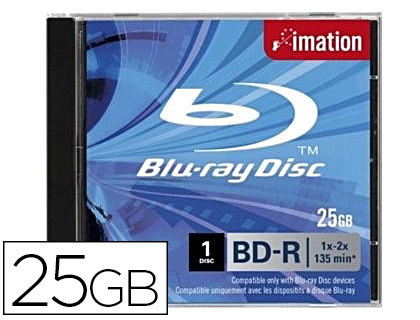 Fourniture de bureau : Disque blu-ray imation 25gb 135 minutes compatible uniquement dispositifs blu-ray