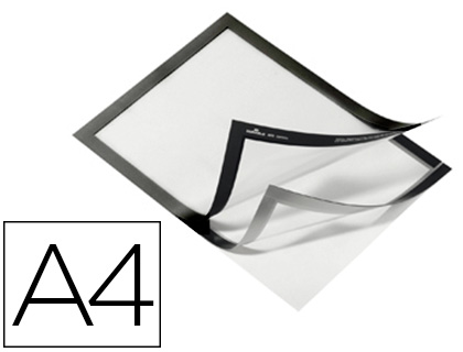 Fournitures de bureau : Cadre affichage durable duraframe pochette adhésive a4 magnétique surface adhésive repositionnable a4 noir sachet de 2