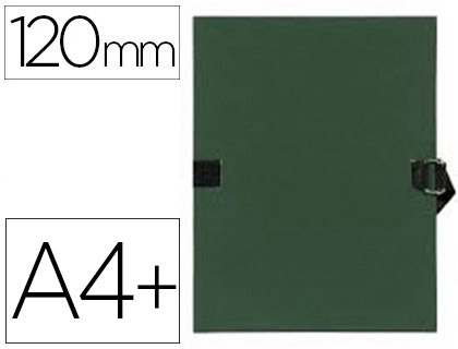 Chemise exacompta carton papier toilé 240x320mm dos extensible 120mm sangle coton boucle crantée coloris vert foncé