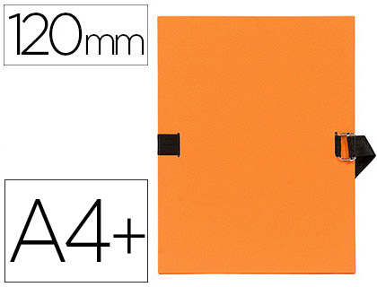 Chemise exacompta carton papier toilé 240x320mm dos extensible 120mm sangle coton boucle crantée coloris orange