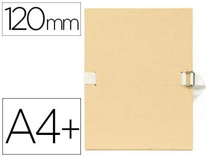 Chemise exacompta carton papier toilé 240x320mm dos extensible 120mm sangle coton boucle crantée coloris mastic