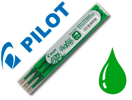 Fournitures de bureau : Recharge roller pilot frixion point pointe aiguille 03mm encre effaçable coloris vert set de 3