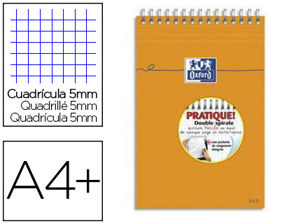 Fourniture de bureau : Bloc oxford mémo optik paper reliure intégrale 210x315mm 80f perforées réglure 5x5mm