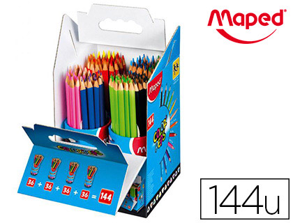 Fourniture de bureau : Crayon couleur maped color pep's triangulaire mine tendre résistante sans écharde coloris lumineux coffret école 144 unités