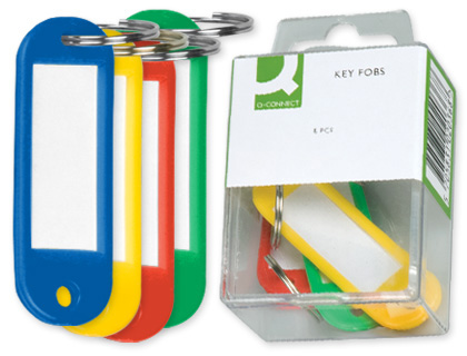 Fournitures de bureau : Porte-clés q-connect porte-étiquette plastique 50x22mm coloris assortis boîte de 6