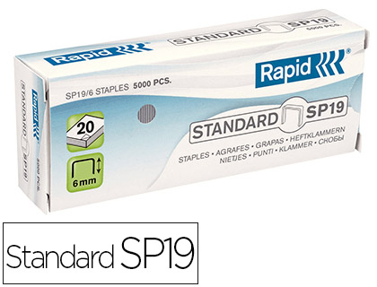 Papeterie Scolaire : Agrafe rapid standard sp19 1/4 boîte 5000