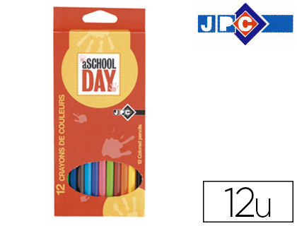 Fournitures de bureau : Crayon couleur jpc school day 180mm coloris assortis étui de 12 