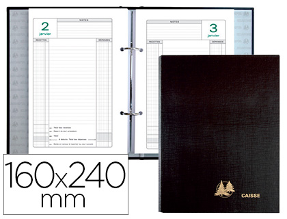Fournitures de bureau : Agenda exacompta perpétuel caisse 2 anneaux 160x240mm reliure pour feuillets mobiles coloris noir