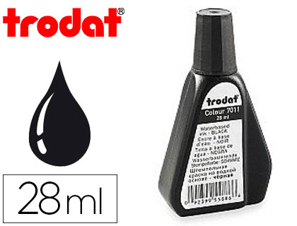 Fournitures de bureau : Encre trodat base eau tous tampons encreurs couleur noir flacon 28ml