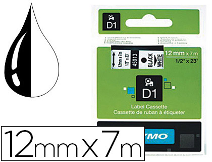 Fournitures de bureau : Ruban titreuse dymo d1 12mmx7m coloris impression noir/transparent